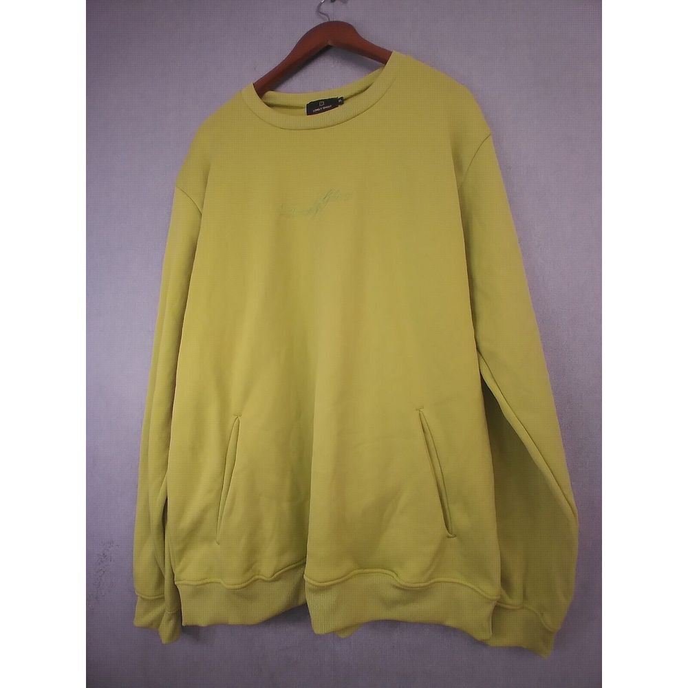 Lonely Ghost Sweatshirt Unisex XL Lime Green Spell Out Pockets USA